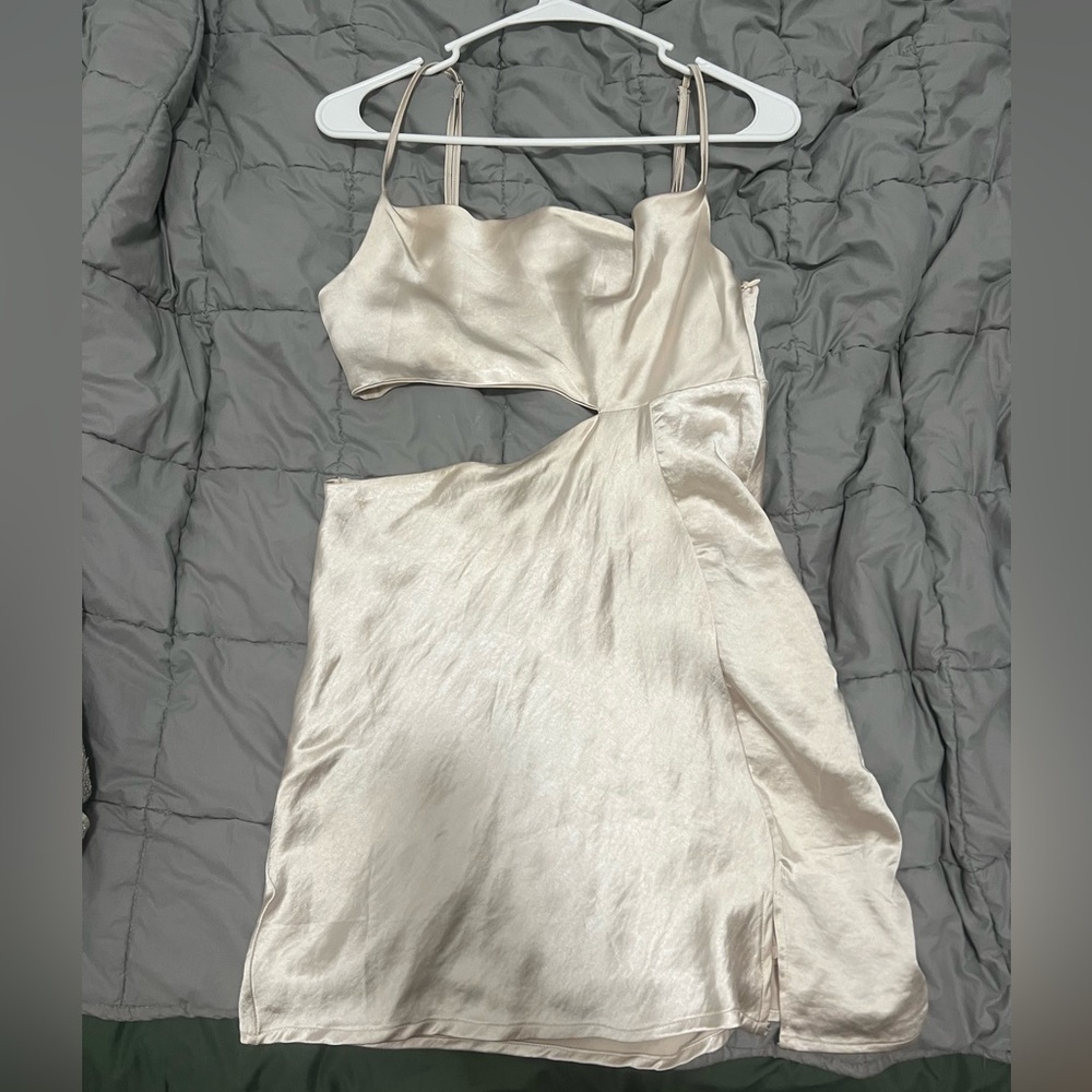 Champagne Satin Mini Dress